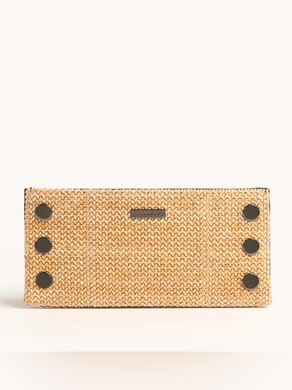 Hammitt 110 North Chaparral Raffia/Gunmetal Wallet; Preloved; Dust-bag